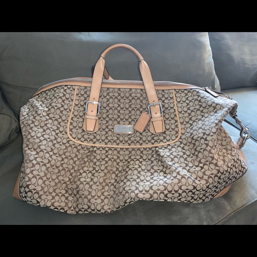 Coach canvas duffel bag with detachable strap